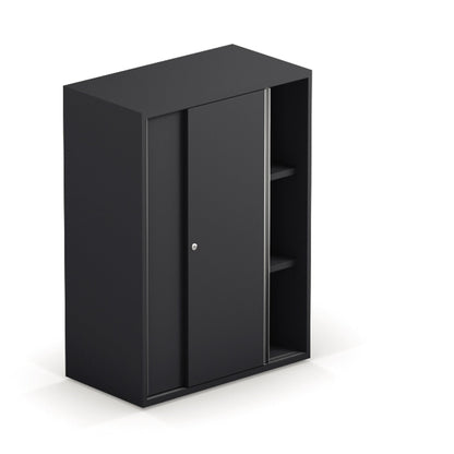 Schiebetürenschrank grand slam 800 x 1.148 x 436 mm (B x H x T) 2 Fachböden Holz graphitschwarz