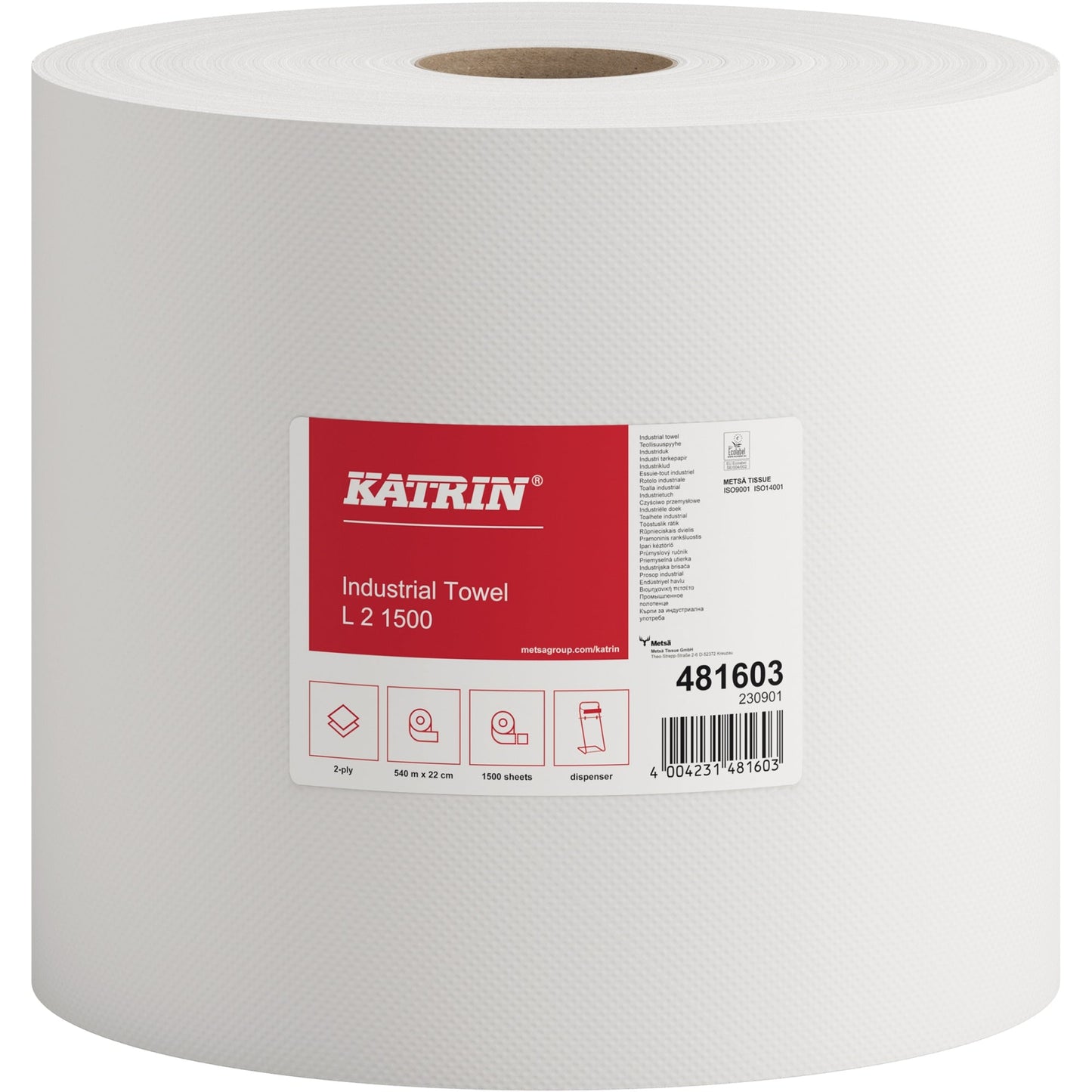 Katrin Putzrollen L2 22 cm x 570 m (B x L) 2-lagig Tissue weiß 2 St./Pack.