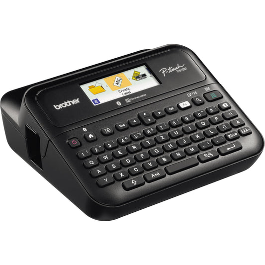 Brother Beschriftungsgerät PT-D610BTVP 3 Display-Zeilen 8 Schriftgrößen 7 Druckzeilen inkl. TZe-Schriftbandkassette (24 mm x 4 m, schwarz auf weiß), Netzadapter, USB-Kabel