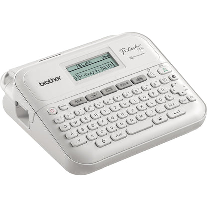 Brother Beschriftungsgerät PT-D410VP 2 Display-Zeilen 7 Schriftgrößen 5 Druckzeilen inkl. Schriftband (18 mm x 4 m, schwarz auf weiß), Netzadapter, USB-Kabel