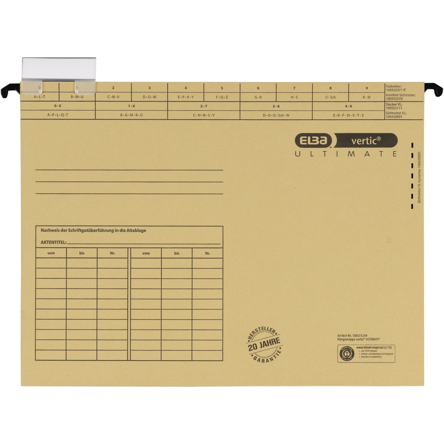 ELBA Hängemappe vertic® ULTIMATE® DIN A4 240g/m² Karton naturbraun