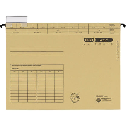 ELBA Hängemappe vertic® ULTIMATE® DIN A4 240g/m² Karton naturbraun
