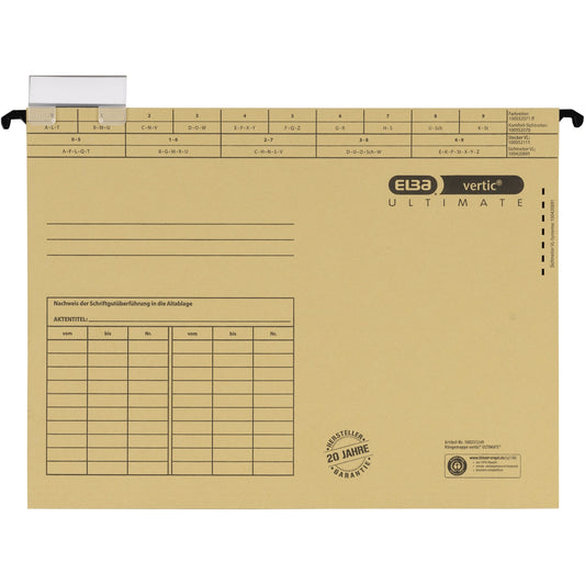 ELBA Hängemappe vertic® ULTIMATE® DIN A4 240g/m² Karton naturbraun