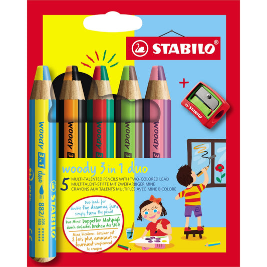 STABILO® Buntstift woody 3 in 1 duo 5 St./Pack.