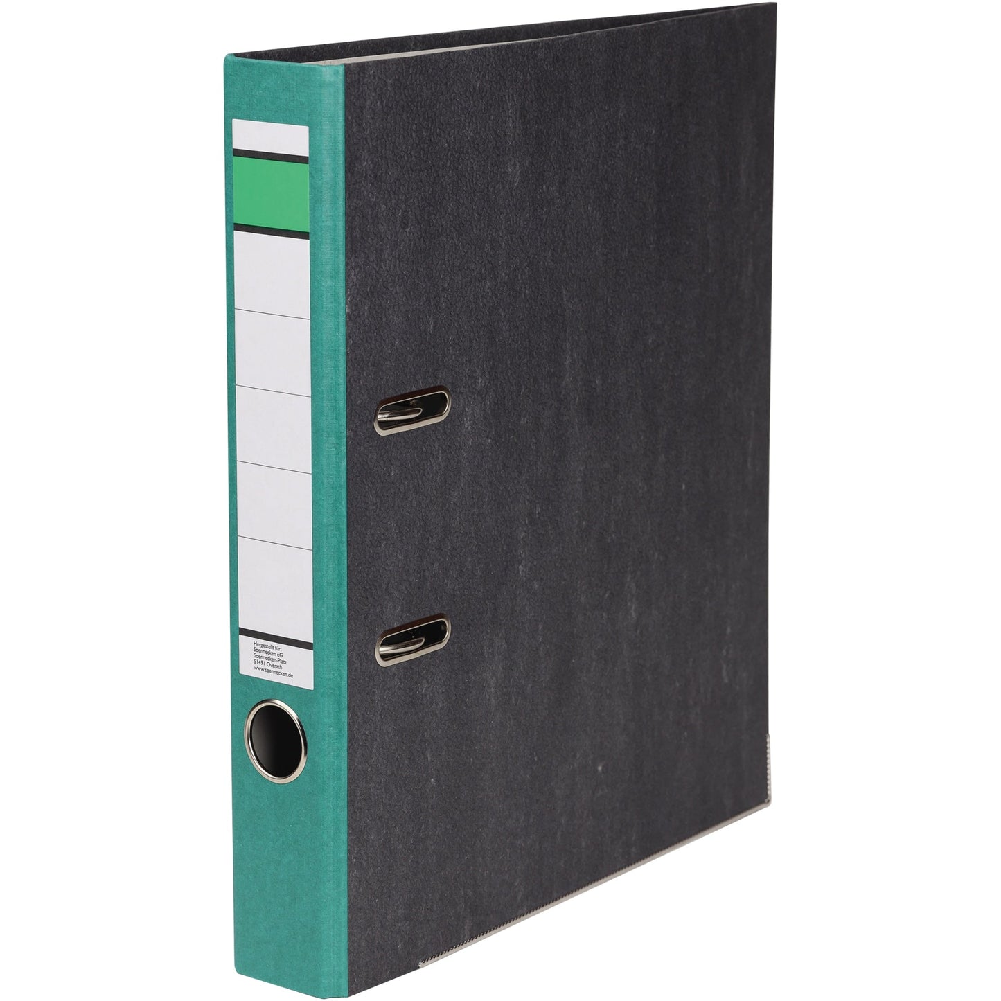 Ordner 50mm DIN A4 Rückenschild: geklebt mit Schlitzen Werkstoff: Papier, 100 % recycelt grün
