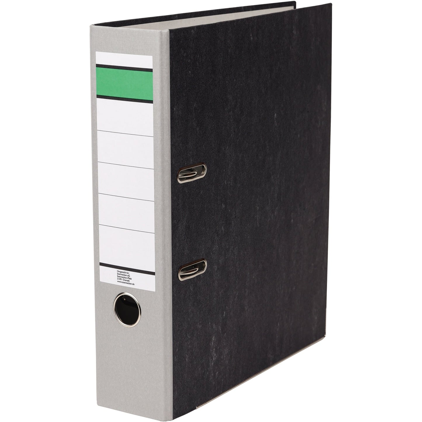 Ordner 80mm DIN A4 Rückenschild: geklebt mit Schlitzen Werkstoff: Papier, 100 % recycelt grau
