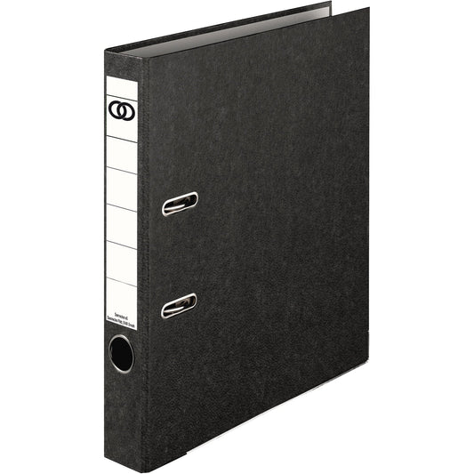 Soennecken Ordner oeco 50mm DIN A4 Rückenschild: geklebt mit Schlitzen Werkstoff: Graupappe, 100 % recycelt Material außen: Papier, 100 % recycelt schwarz 10 St./Pack.