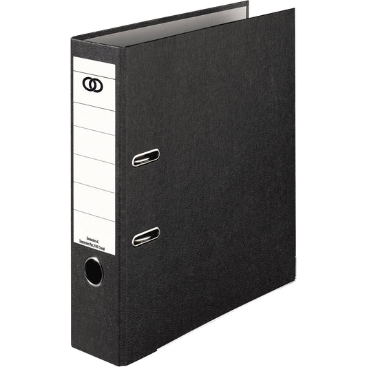 Soennecken Ordner oeco 80mm DIN A4 Rückenschild: geklebt mit Schlitzen Werkstoff: Graupappe, 100 % recycelt Material außen: Papier, 100 % recycelt schwarz 10 St./Pack.