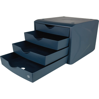 Soennecken Schubladenbox oeco 4 Schubladen DIN A4 Kunststoff, 80 % recycelt Gehäusefarbe: blau