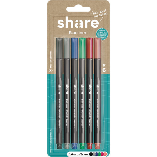 share Fineliner 0,4mm 6 Farben 6 St./Pack.