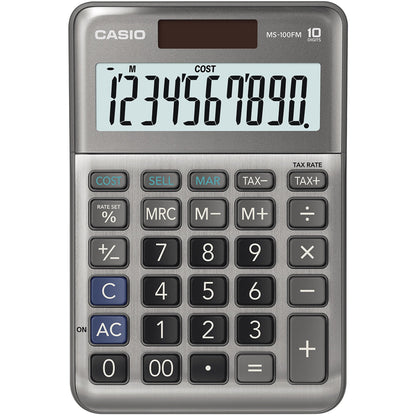 CASIO® Tischrechner MS-100FM 101 x 27,6 x 148,5 mm (B x H x T) Batterie, Solar-Energie silber