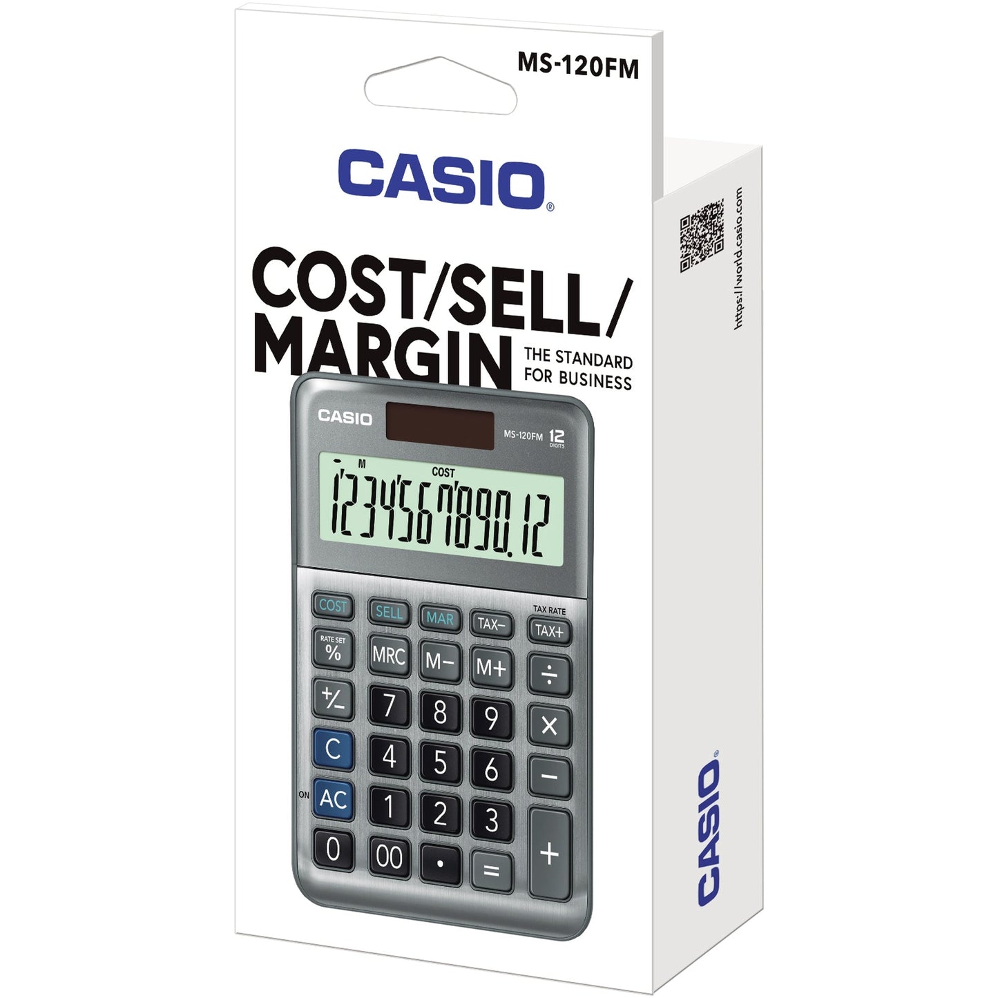 CASIO® Tischrechner MS-120FM 101 x 27,6 x 148,5 mm (B x H x T) Batterie, Solar-Energie silber