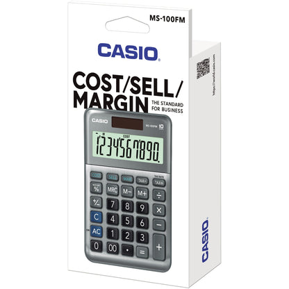 CASIO® Tischrechner MS-100FM 101 x 27,6 x 148,5 mm (B x H x T) Batterie, Solar-Energie silber