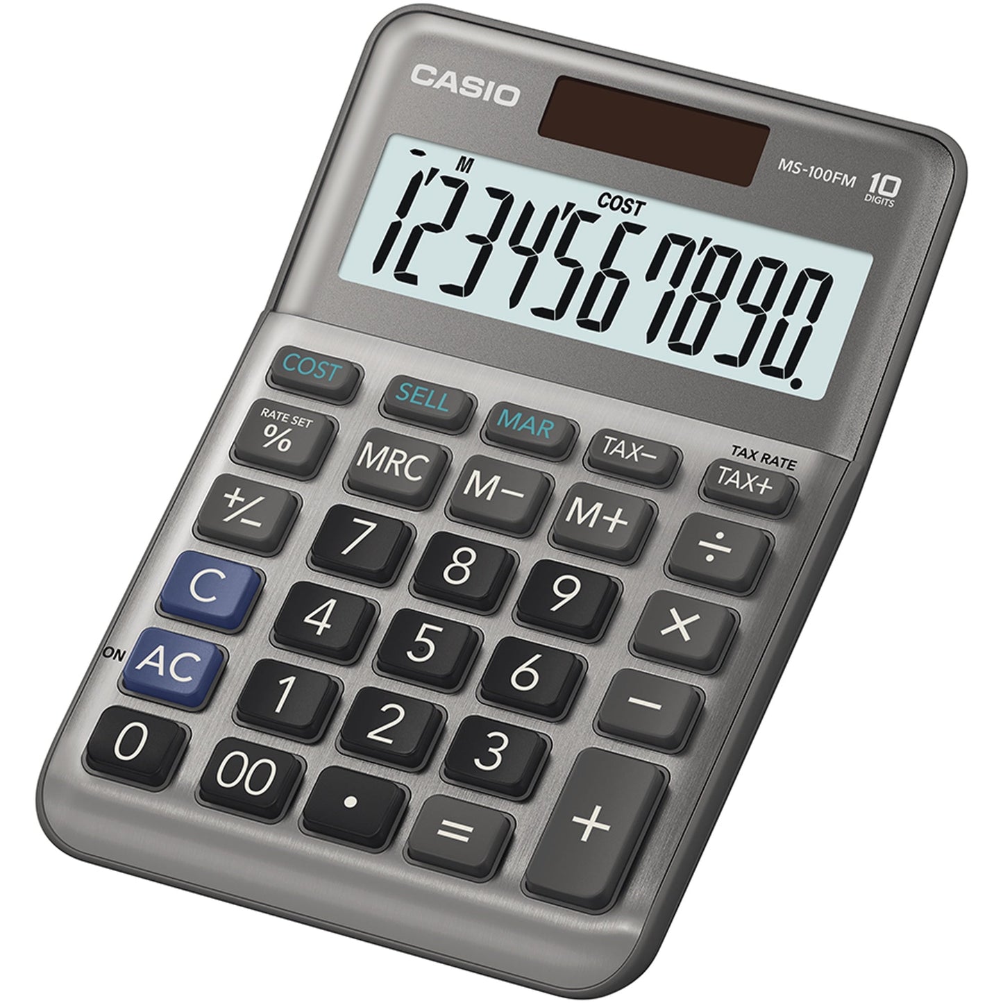 CASIO® Tischrechner MS-100FM 101 x 27,6 x 148,5 mm (B x H x T) Batterie, Solar-Energie silber