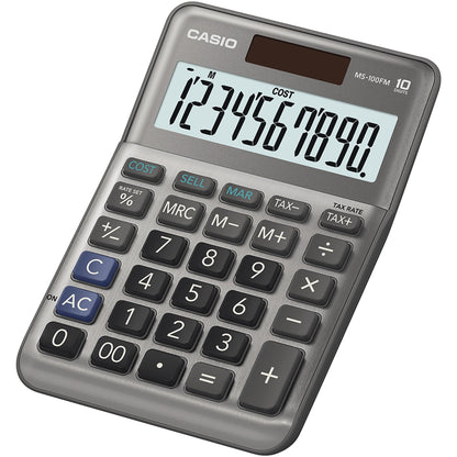 CASIO® Tischrechner MS-100FM 101 x 27,6 x 148,5 mm (B x H x T) Batterie, Solar-Energie silber