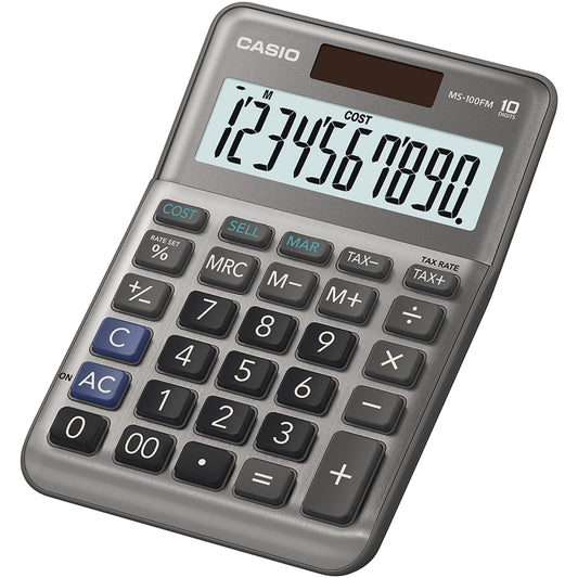 CASIO® Tischrechner MS-100FM 101 x 27,6 x 148,5 mm (B x H x T) Batterie, Solar-Energie silber