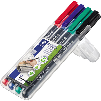 STAEDTLER® Folienstift Lumocolor® permanent 317 1mm farbig sortiert nicht dokumentenecht 4 St./Pack.