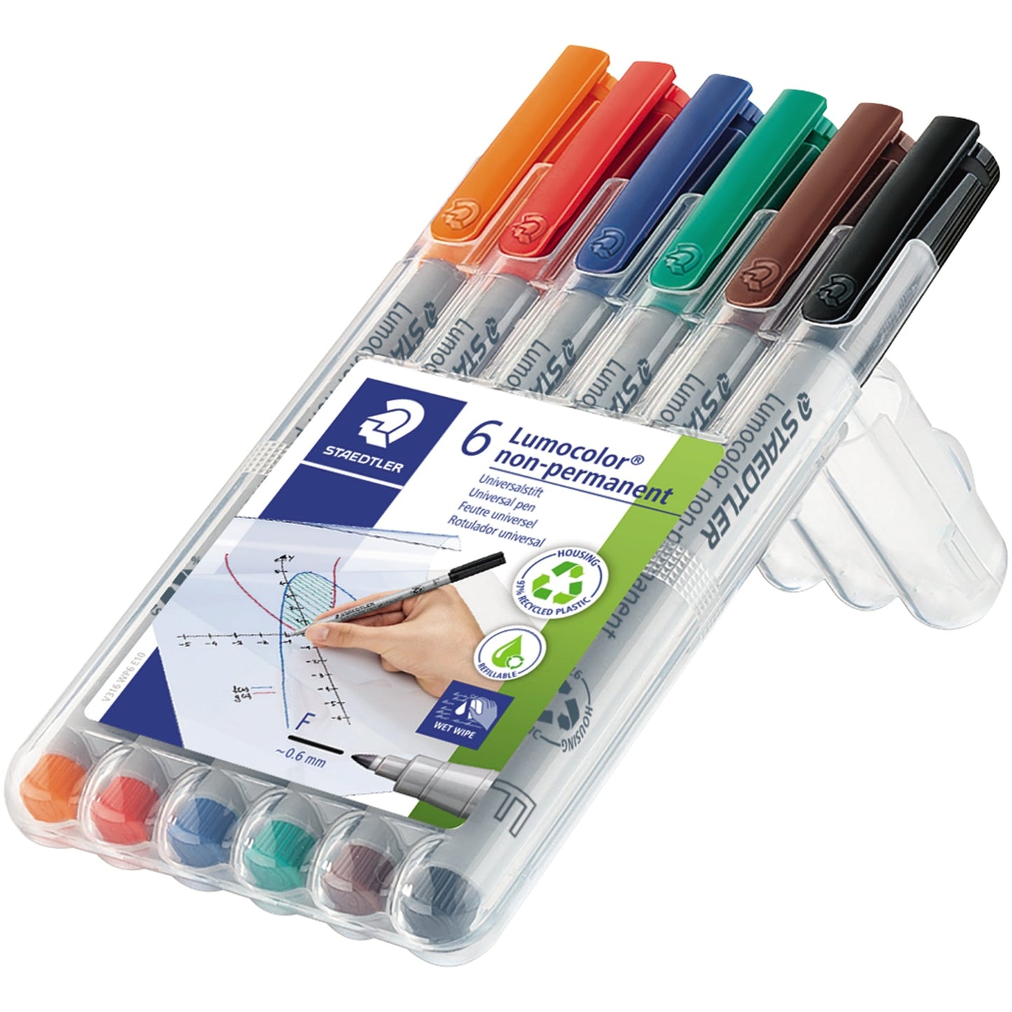 STAEDTLER® Folienstift Lumocolor® non-permanent 316 0,6mm farbig sortiert nicht dokumentenecht 6 St./Pack.