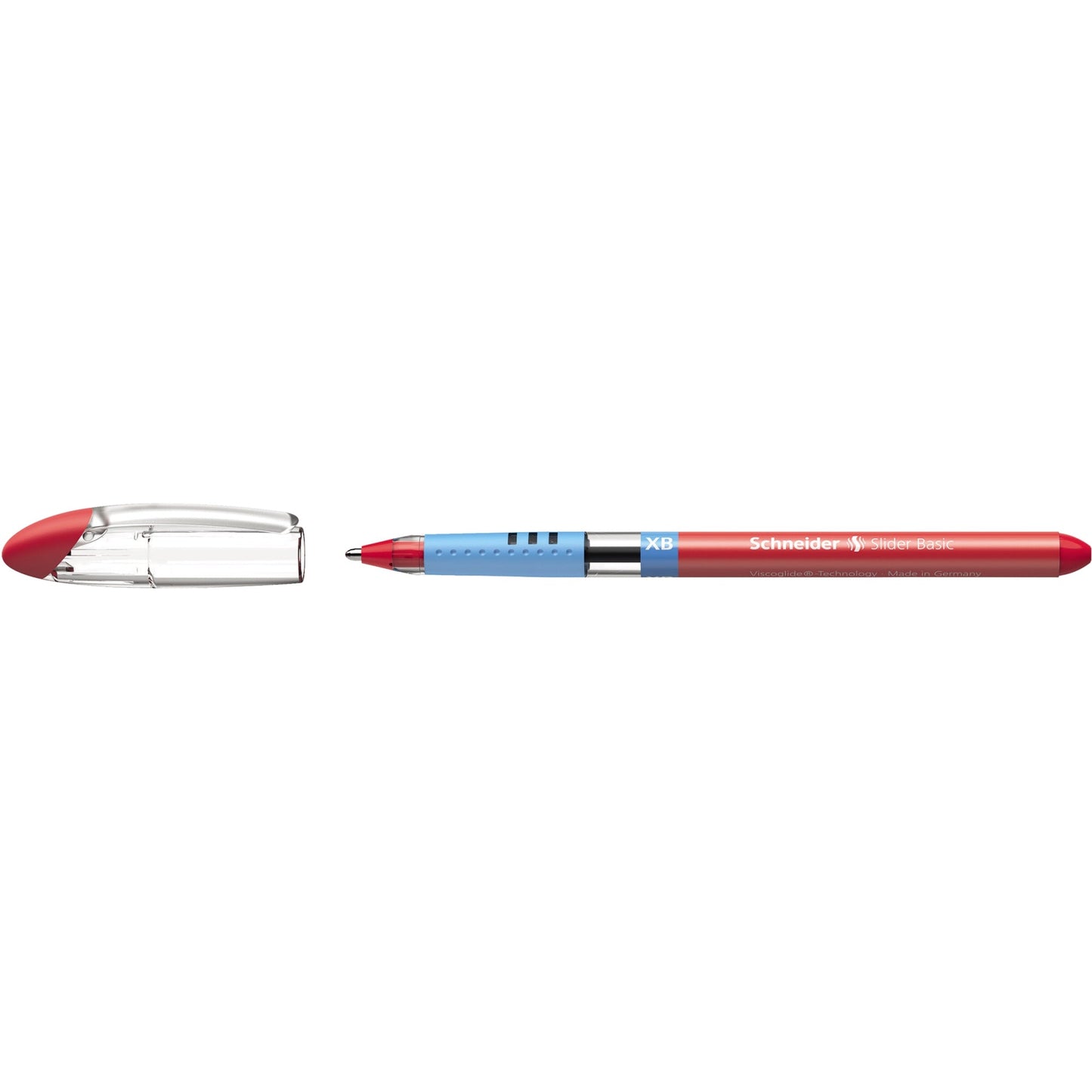 Schneider Kugelschreiber Slider Basic 0,7mm rot Mine nicht auswechselbar nicht dokumentenecht Schaftfarbe: transparent