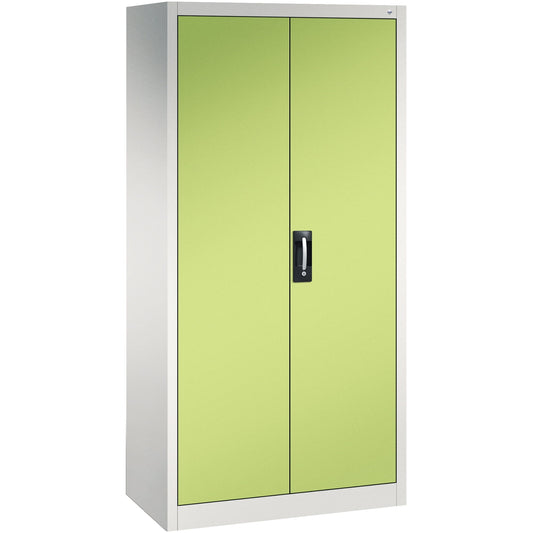 C+P Flügeltürenschrank Acurado 930 x 1.950 x 400 mm (B x H x T) 4 Fachböden Stahl Farbe der Front: clowngrün Farbe des Korpus: lichtgrau