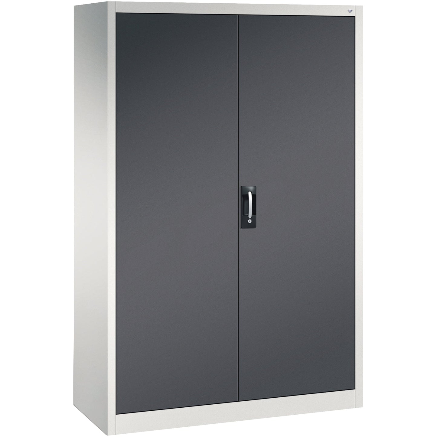 C+P Flügeltürenschrank Acurado 1.200 x 1.950 x 400 mm (B x H x T) 4 Fachböden Stahl Farbe der Front: schwarzgrau Farbe des Korpus: lichtgrau