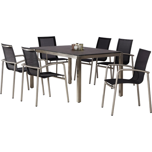 BEST Gartensitzgruppe Khartum/Marbella HPL Ergotex schwarz/silber ardesia