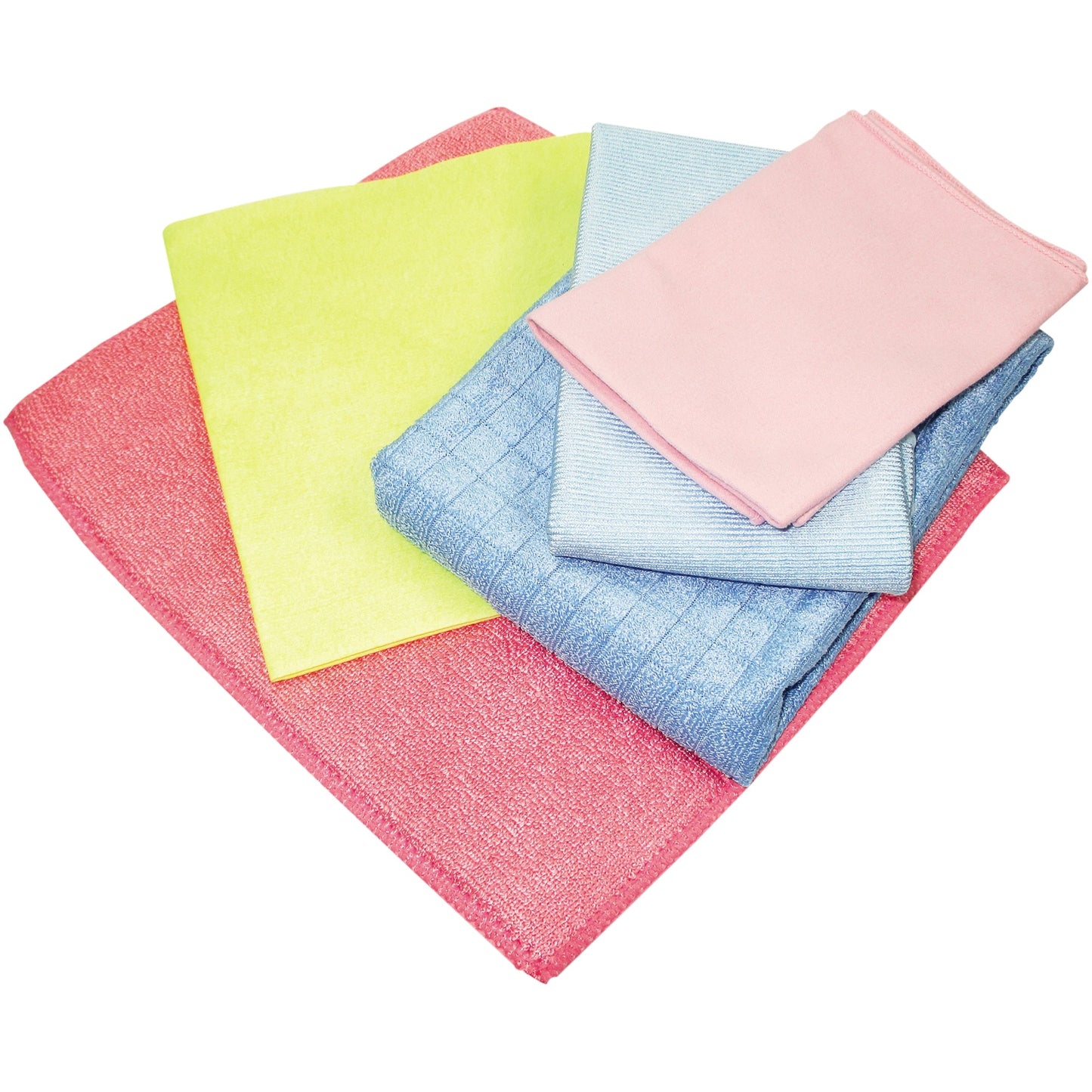 aQualine Microfasertücher 24 x 25, 50 x 55, 30 x 40, 40 x 40, 35 x 37 cm (B x L) rot, blau, rosa, hellblau: 80 % Polyester, 20 % Polyamid, gelb: 55 % Polyester, 45 % Polyamid rot, blau, rosa, hellblau, gelb 5 St./Pack.