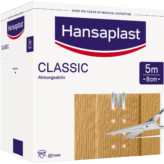 Hansaplast Pflaster CLASSIC 8 cm x 5 m (B x L) Viskosegewebe hautfarben