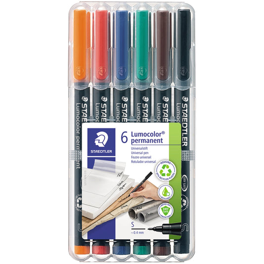 STAEDTLER® Folienstift Lumocolor® permanent 313 0,4mm farbig sortiert nicht dokumentenecht 6 St./Pack.
