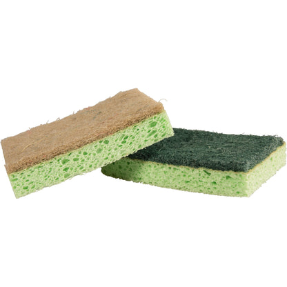 memo Reinigungsschwamm 6,5 x 1,8 x 9,8 cm (B x H x T) Zellulose/Agave/Recycling-PET Fasern/Mineralkörner hellgrün/beige 2 St./Pack.