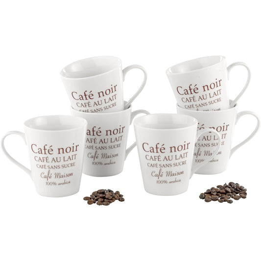 Esmeyer® Kaffeebecher FAKT 250ml Porzellan weiß/braun 6 St./Pack.