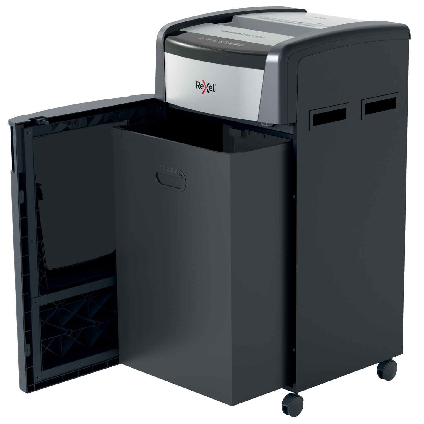 Rexel® Aktenvernichter Momentum Extra XP426+ P-4 Papier, Heftklammern, Büroklammern, Kreditkarten, CDs/DVDs Partikelschnitt 27 Bl. schwarz