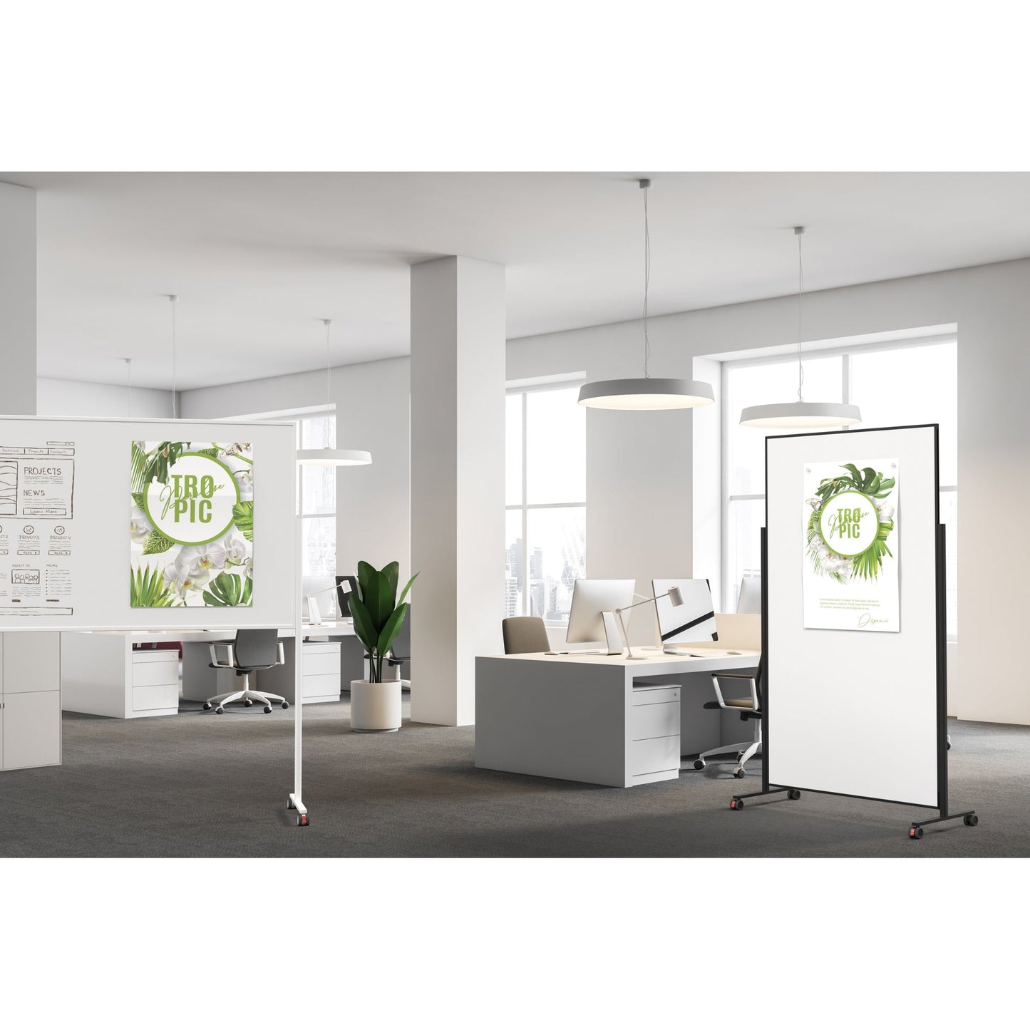 magnetoplan® Whiteboard Design Vario Maße der Oberfläche: 100 x 180 cm (B x H) Tafel magnethaftend beidseitig beschreibbar Stahl lackiert weiß