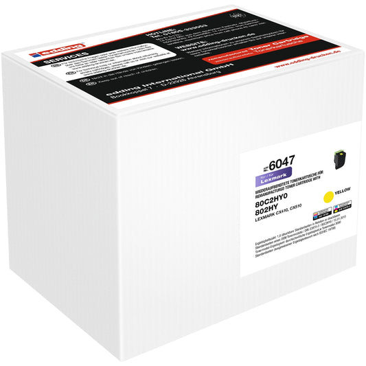 edding Toner kein Originalzubehör Kompatibel mit: Lexmark 802HY EDD-6047 ca. 3.000 Seiten gelb
