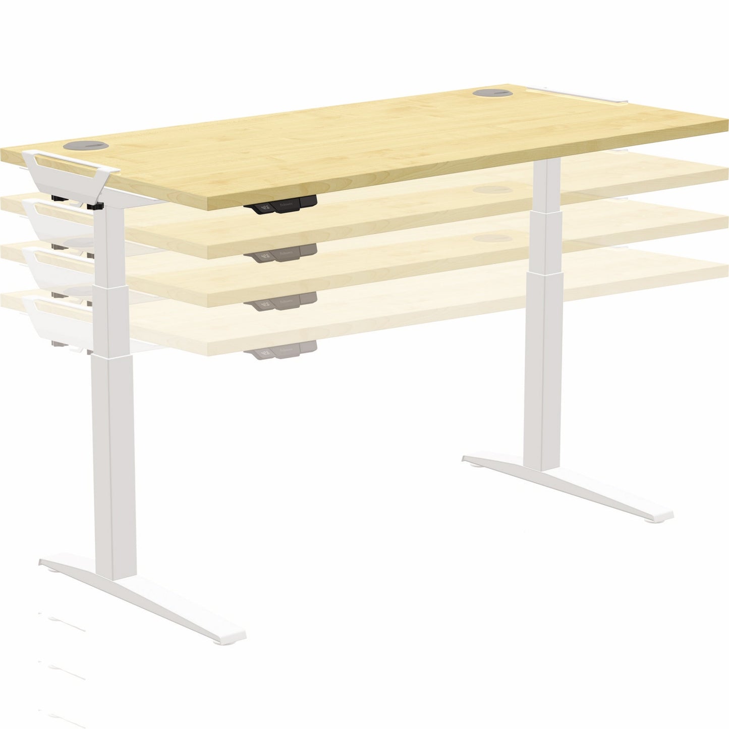 Fellowes® Schreibtisch LevadoT Maße: 1.600 x 640-1.260 x 800 mm (B x H x T) Spanplatte ahorn