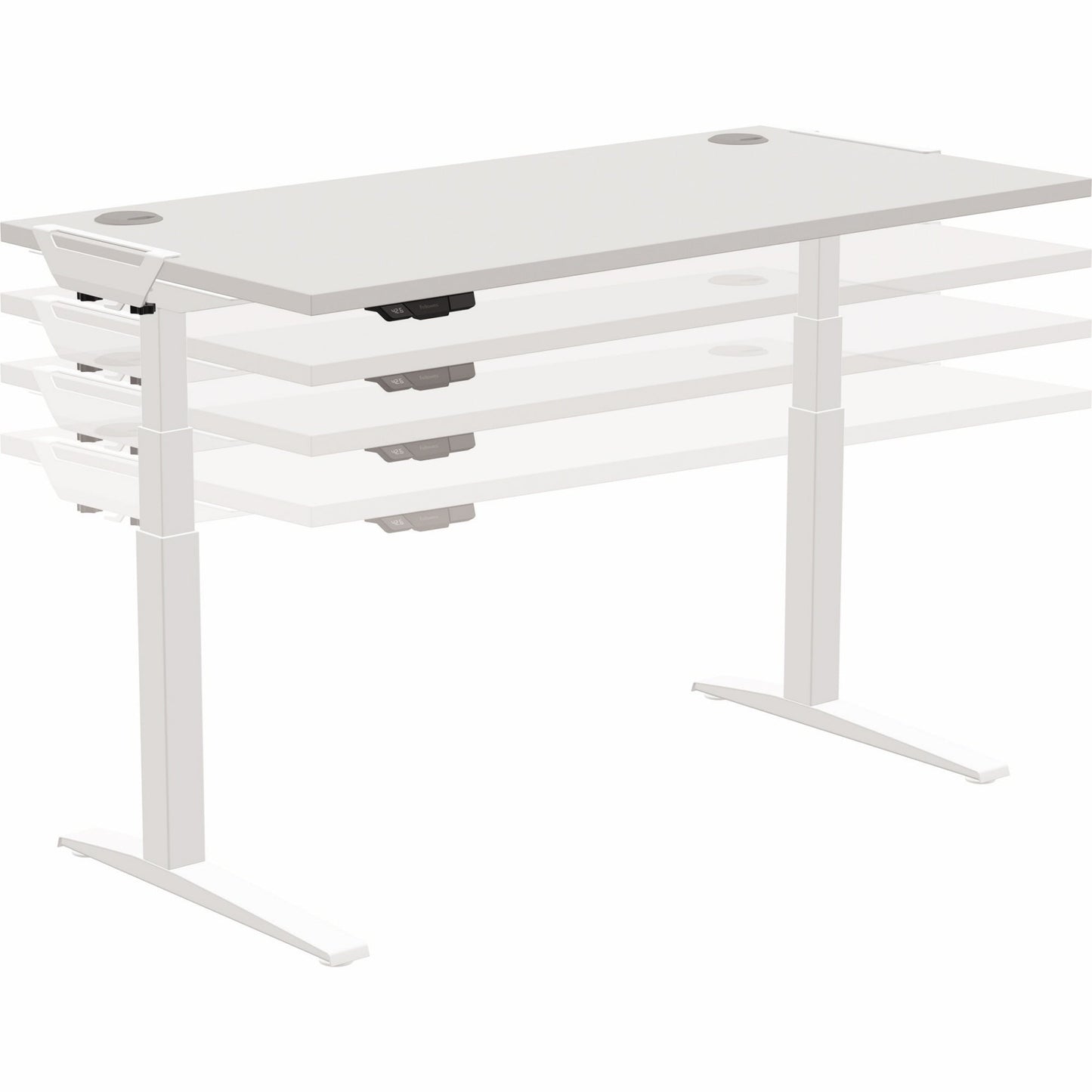 Fellowes® Schreibtisch LevadoT Maße: 1.400 x 640-1.260 x 800 mm (B x H x T) Spanplatte grau