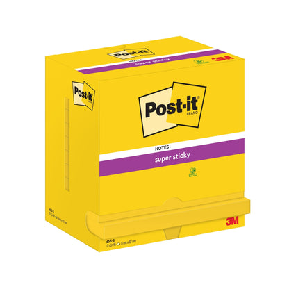 Post-it® Haftnotiz Super Sticky Notes 127 x 76 mm (B x H) gelb 90 Bl./Block 12 Block/Pack.