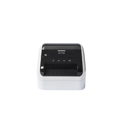 Brother Etikettendrucker QL-1100c 101,6mm USB-B 2.0, USB-Host inkl. 2 Starter-Etikettenrollen (41 Einzel-Etiketten 103 x 164 mm, Endlos-Etikett 62 mm x 8 m), Netzkabel, USB-Kabel