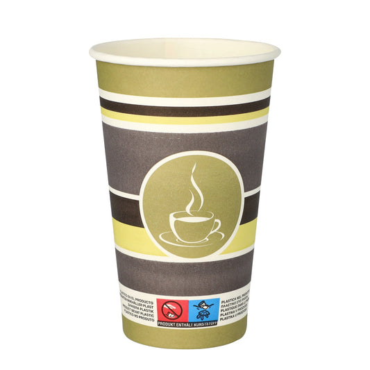 PAPSTAR Trinkbecher To Go Einweg 400ml Pappe, Polyethylen beschichtet olivgrün 50 St./Pack.