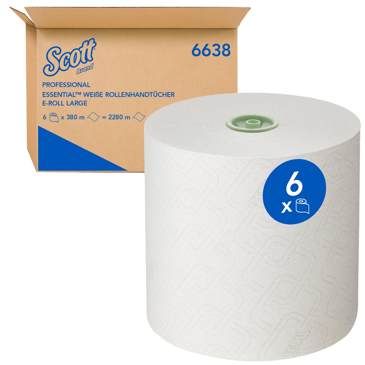 Scott® Handtuchrolle EssentialT 19,5 cm x 380 m (B x L) Papier, 100 % recycelbar weiß 6 Rl./Pack.