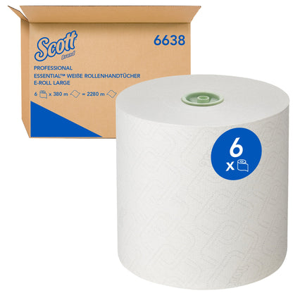 Scott® Handtuchrolle EssentialT 19,5 cm x 380 m (B x L) Papier, 100 % recycelbar weiß 6 Rl./Pack.