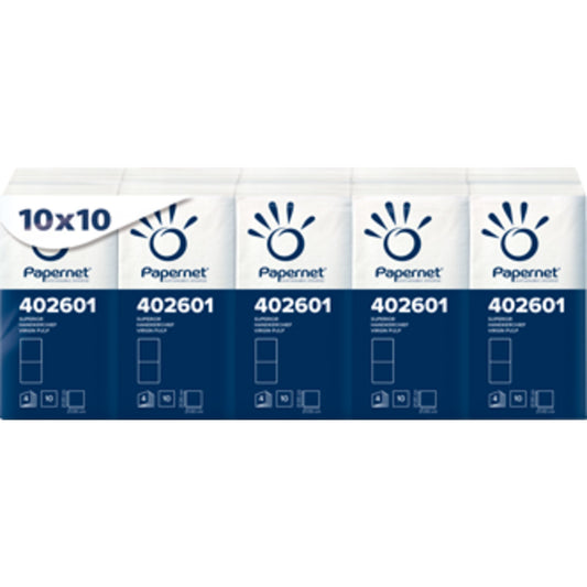 Papernet Papiertaschentücher 4-lagig Zellstoff weiß 10 x 10 St./Pack.