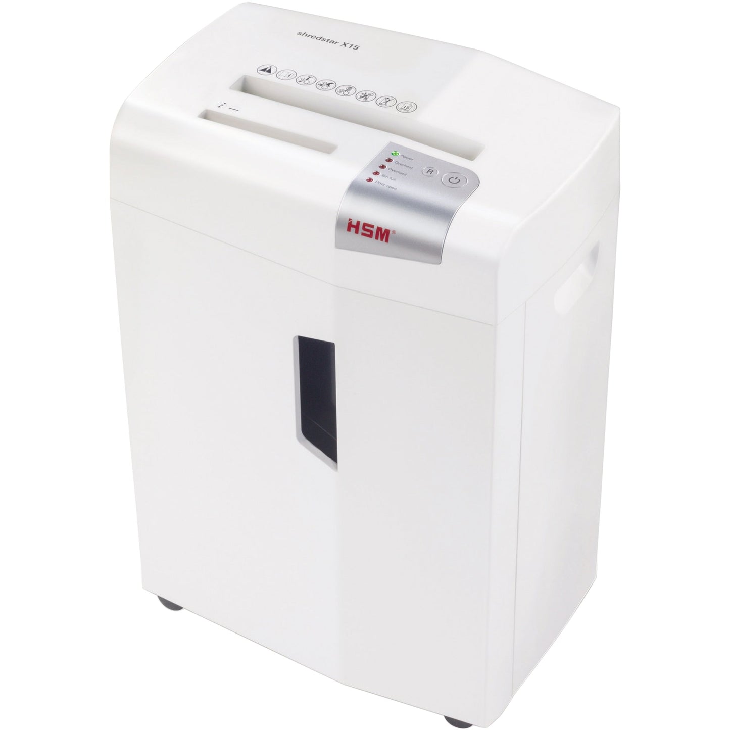HSM® Aktenvernichter shredstar X15 P-4 Papier, Heftklammern, Büroklammern, Kreditkarten, CDs/DVDs Partikelschnitt weiß/silber