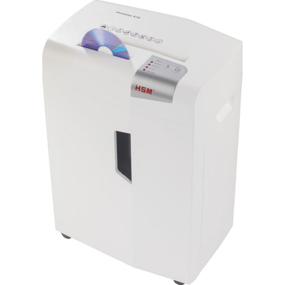 HSM® Aktenvernichter shredstar X15 P-4 Papier, Heftklammern, Büroklammern, Kreditkarten, CDs/DVDs Partikelschnitt weiß/silber