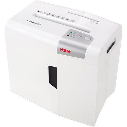 HSM® Aktenvernichter shredstar X8 P-4 Papier, Heftklammern, Büroklammern, Kreditkarten, CDs/DVDs Partikelschnitt weiß/silber
