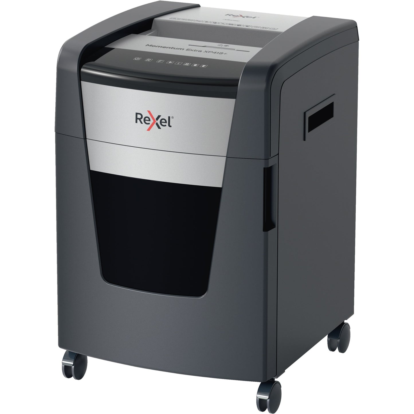 Rexel® Aktenvernichter Momentum Extra XP418+ P-4 Papier, Heftklammern, Büroklammern, Kreditkarten, CDs/DVDs Partikelschnitt 19 Bl. schwarz