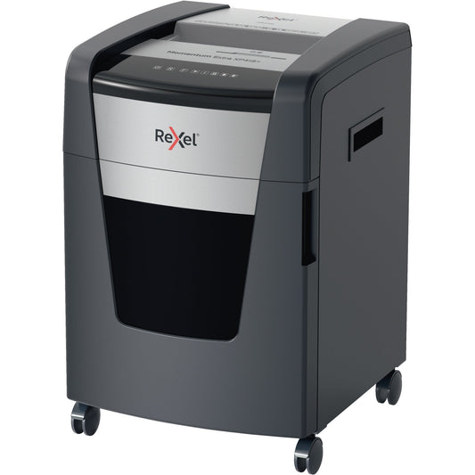 Rexel® Aktenvernichter Momentum Extra XP418+ P-4 Papier, Heftklammern, Büroklammern, Kreditkarten, CDs/DVDs Partikelschnitt 19 Bl. schwarz