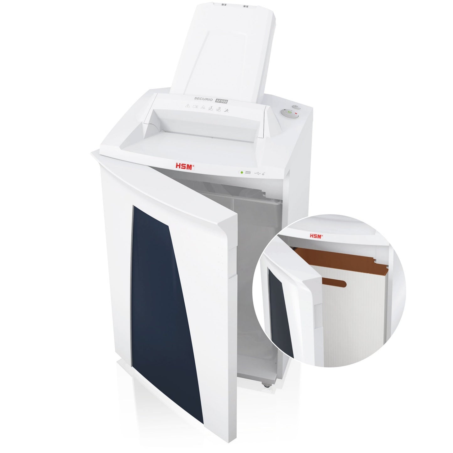 HSM® Aktenvernichter SECURIO AF500 P-6 Papier, Heftklammern, Büroklammern Partikelschnitt 7 Bl. manuell, 500 Bl. automatisch weiß
