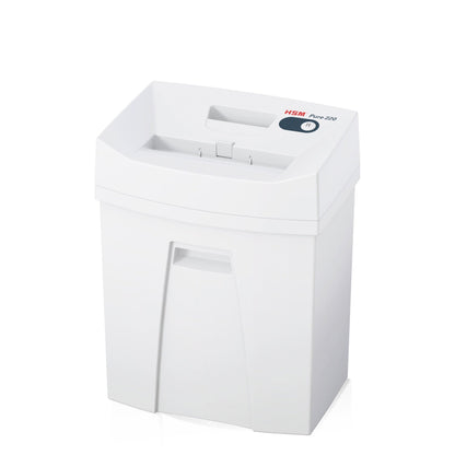 HSM® Aktenvernichter Pure 220 P-2 Papier, Heftklammern, Büroklammern, Kreditkarten Streifenschnitt 14 Bl. weiß