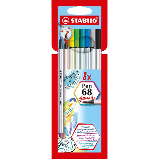STABILO® Pinselstift Pen 68 brush farbig sortiert 8 St./Pack.